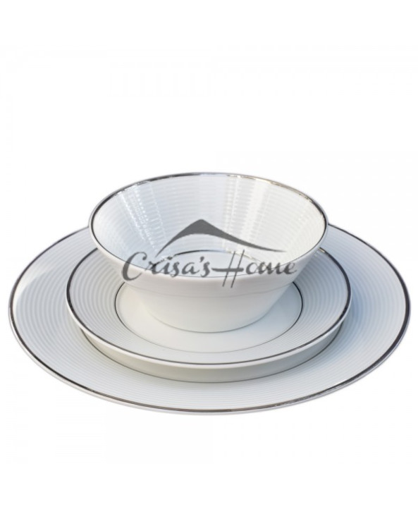 Set farfurii 18 piese Lea Linii Platina